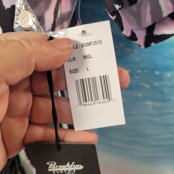 Brooklyn Cloth NWOT Multicolor 2‎ Pc Set Swim Trunks & Camp Shirt Mens Size L - Picture 9 of 11